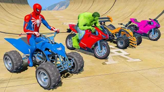 SPIDERMAN & Hulk w ALL SUPERHEROES Racing Moto & Blazer Event Day Competition Challenge - GTA 5