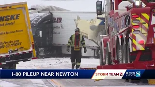 Miles-long crash involving 40 vehicles closes I-80 near Newton