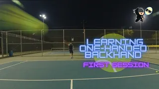My First Tennis One Handed Backhand Session with Slinger Ball Machine 4/2/2021
