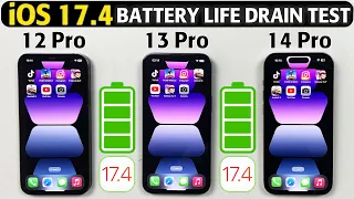 iOS 17.4 Battery Life Drain Test 🪫- iPhone 12 Pro vs 13 Pro vs 14 Pro BATTERY TEST in 2024