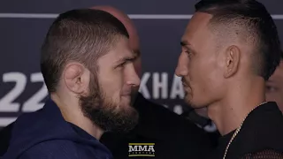 Khabib Nurmagomedov vs. Max Holloway UFC 223 Media Day Staredown - MMA Fighting