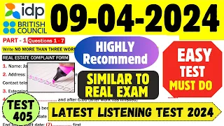 IELTS Listening Practice Test 2024 with Answers | 09.04.2024 | Test No - 405