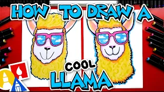 How To Draw A Funny Summer Llama With Sunglasses