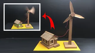 Make Working Model Of A Wind Turbine From Cardboard | Mini Generador