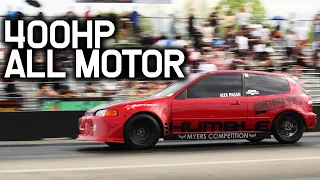 9 Second All Motor Civic Shakedown 400HP K24 On Board!