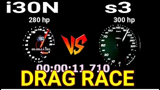 DRAGRACE AUDI S3 300 HP VS Hyundai i30N 280 hp SOUND 0-250kmh