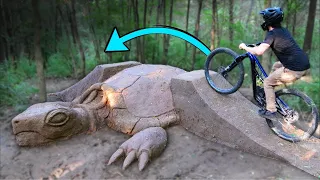 Sculpting a HUGE Turtle to Jump on a BIKE!