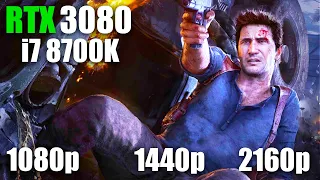 Uncharted Legacy of Thieves Collection pc - RTX 3080 + i7 8700K 1080p, 1440p & 4K Benchmarks