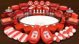 RED COCACOLA Slime! Mixing Random into GLOSSY Slime ! Satisfying Slime Video #1077