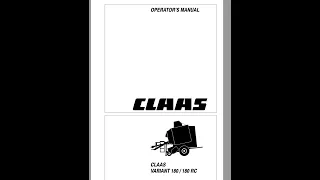 Claas Variant 180 - 180 RC  Operator's Manual