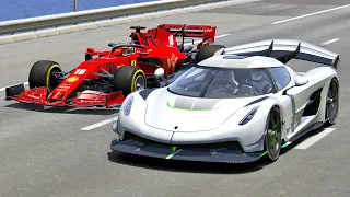 Ferrari F1 2020 vs Koenigsegg Jesko - Drag Race 20 KM