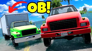 OB & I Used BIG TRUCKS For DANGEROUS Flood Escape in BeamNG Drive Mods!