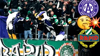 Wie Rapid-Ultras die Choreo-Fahne der Austria-Ultras präsentierten...