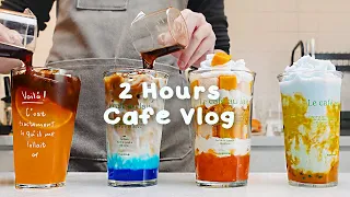 🧃지치고 힘들 땐 음료 ASMR로 힐링해요/주중의 여유로움/2시간 모음💐2 Hours Vlog/Cafe Vlog/ASMR/Tasty Coffee#489