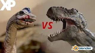 T-Rex vs Brachiosaurus (Blender Animation)