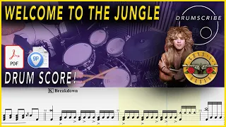 Welcome To The Jungle - Guns N' Roses | DRUM SCORE Sheet Music Play-Along | DRUMSCRIBE