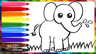 How To Draw An Elephant 🐘 Drawing And Coloring A Cute Elephant 🌈 Drawings For Kids