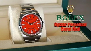 4k Unboxing & Review Rolex Oyster Perpetual Coral Red 36mm 126000 - very rare luxury watch