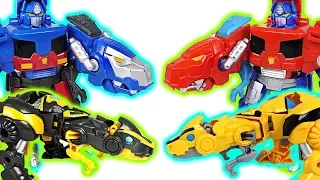 Transformers Rescue Bots transform dinosaurs Optimus Prime, Bumblebee! Go! - DuDuPopTOY