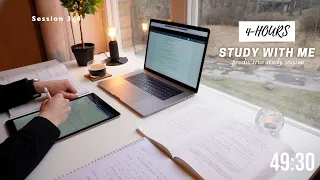 4-HOUR STUDY WITH ME | Productive Pomodoro Session with Background Noise and Timer on a Calm Day