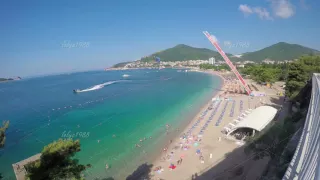 Budva, Montenegro - 28 JUN, 2016: View of the beach