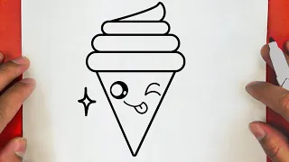 HOW TO DRAW A CUTE ICE CREAM , STEP BY STEP, DRAW Cute things