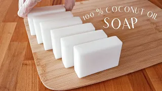 How to make 100 % coconut oil soap - Simple cold process soap making