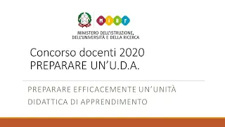 CONCORSO 2021: COME PREPARARE UN'U.D.A.