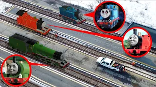 THOMAS THE TANK ENGINE, HENRY THE TRAIN & JAMES THE TRAIN CAUGHT ON DRONE AT ABANDONED TRAIN STATION