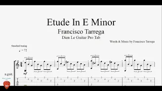 Francisco Tarrega - Etude In E Minor - Guitar Tabs