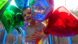 Learn Colors With Helium Balloons! | Have Fun on Trampoline and Learn Colors With Cora