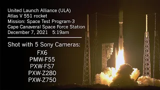 Night Launch of Atlas V Rocket - with 5 Sony Cameras