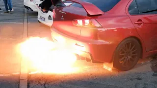 Mitsubishi Lancer EVO X - CRAZY 2 STEP CRACKLES, POPS, BANGS & SHOOTING FLAMES! BedsModified Event