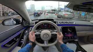 NEW Mercedes-Benz W223 S 500 L 4MATIC City Driving POV | 2021 | 172.000 euros | 435 PS