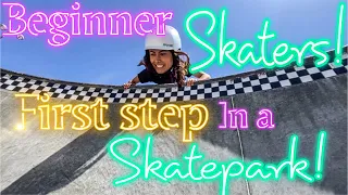 Skatepark for Beginners! How to drop in on RAMPS! First steps to focus on at EVERY skatepark!