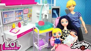 Miraculous LOL Family Surprise have 2nd Baby Marinette & Adrien Agreste Barbie Ambulance