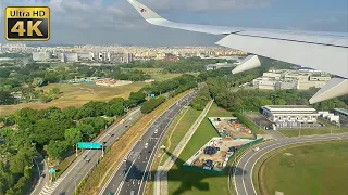 4K - Singapore Changi 🇸🇬 Beautiful Approach, Qatar Airways Airbus A350-1000