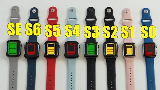 Apple Watch Series 6 vs Series 5 vs Series 4 vs Series 3 vs 2 vs 1 vs SE Battery Life DRAIN TEST