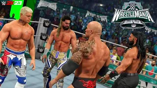The Rock & Roman Reigns vs Cody Rhodes & Seth Rollins WrestleMania 40 Highlights | WWE 2K23