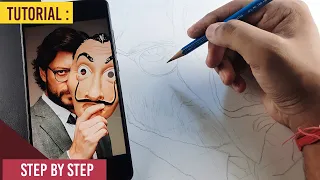 How to draw Money Heist Professor,  Step by step Outline Tutorial,  Art Competition Results ? 🤔