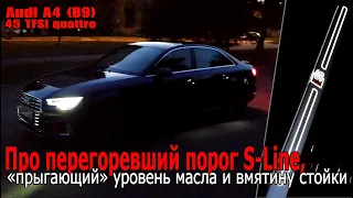 Audi A4 (B9) - Про перегоревший порог S Line, плавающий уровень масла и вмятину на задней стойке