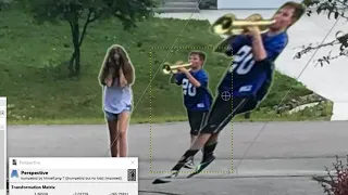 Low effort photoshop trumpet kid meme in GIMP