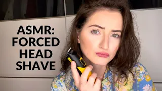 ASMR: FORCED HEAD AND FACIAL HAIR SHAVE | COMPULSORY BARBERSHOP VISIT | Mean Female Barber | Beard