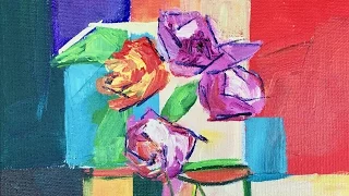 How to Paint Abstract Roses in Acrylic Paints by Ginger Cook Beginning Acrylic Painting Tutorial