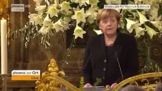 Staatsakt für Helmut Schmidt: Angela Merkel hält Rede am 23.11.2015