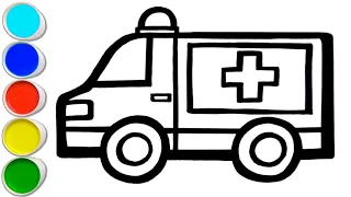 Ambulance drawing, Painting & Coloring For Kids and toddlers