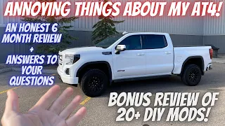 6 Month Review GMC 2021 Sierra AT4 - Annoying & Cool Things & Answers to Questions for this Crew Cab