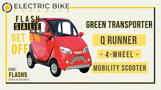 Green Transporter Q Runner Four Wheel Mobility Scooter Review by Electric Bike Paradise