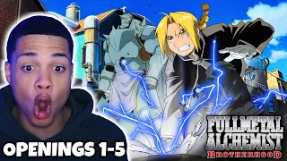 NON FMAB FAN REACTS TO Full Metal Alchemist Brotherhood Openings 1-5!!