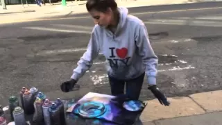 Spray Painting Amazing talent New York City Time Square AMA